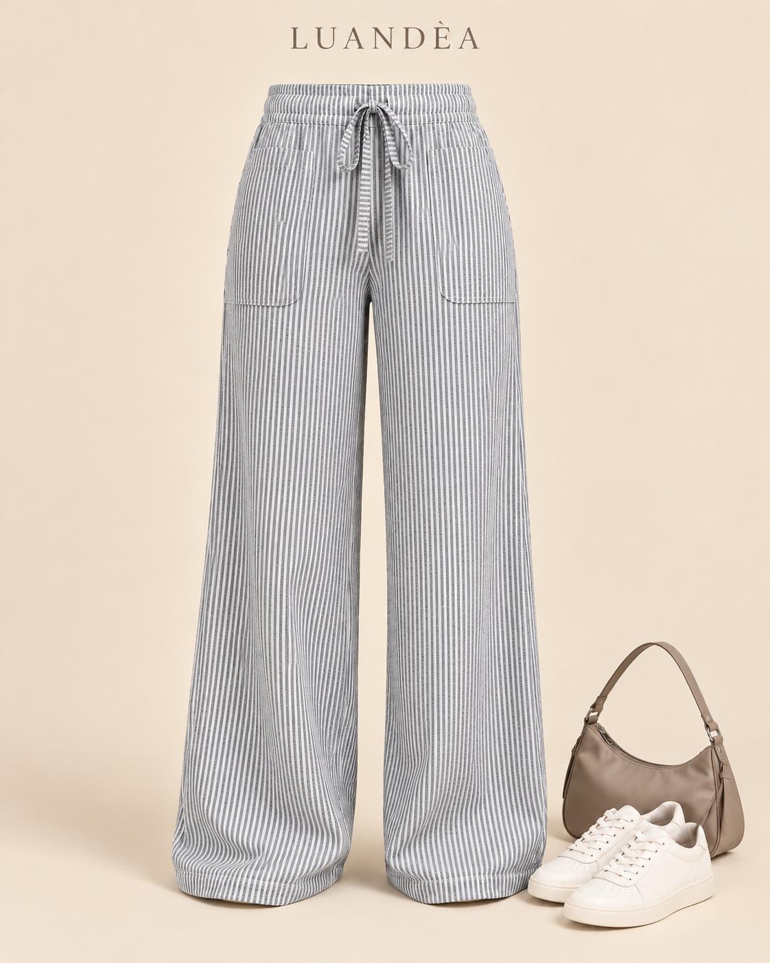 Pantalón Casual de Pierna Ancha con Cordón.