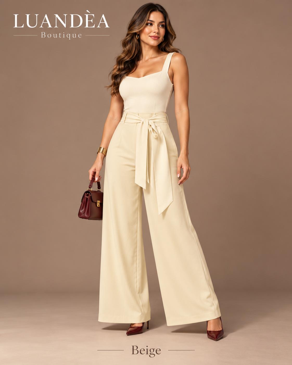 Pantalón Elegante de Talle Alto y Pierna Ancha