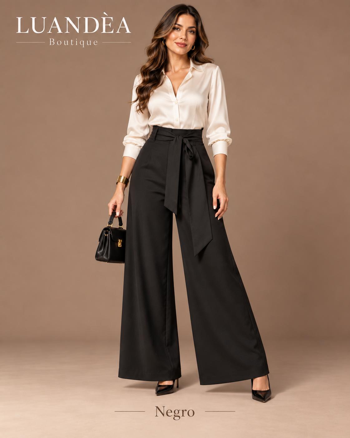 Pantalón Elegante de Talle Alto y Pierna Ancha