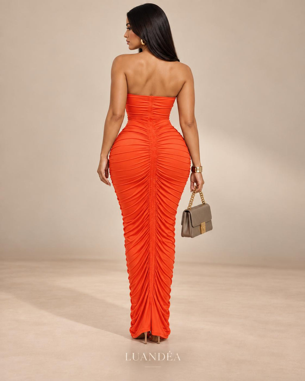Vestido  Largo Ajustado Fruncido - Elegante de Noche.