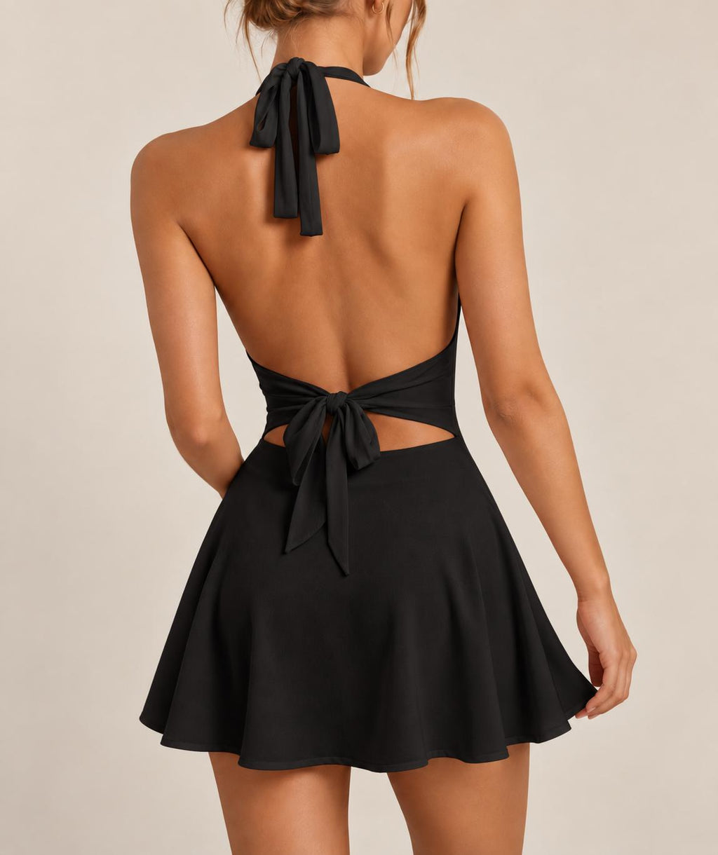 Mini vestido Halter Sin Espalda -Elegante y juvenil.