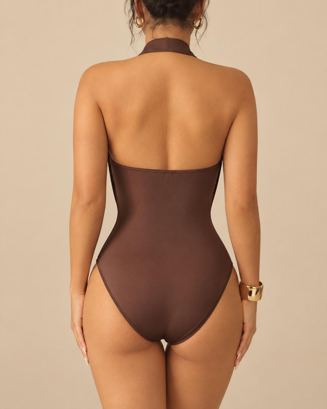 Body Halter con Drapeado y Aro