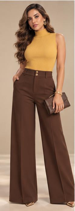 Pantalón de Tiro Alto y Patas Anchas