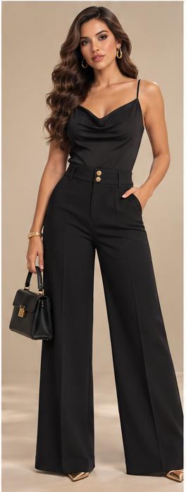 Pantalón de Tiro Alto y Patas Anchas