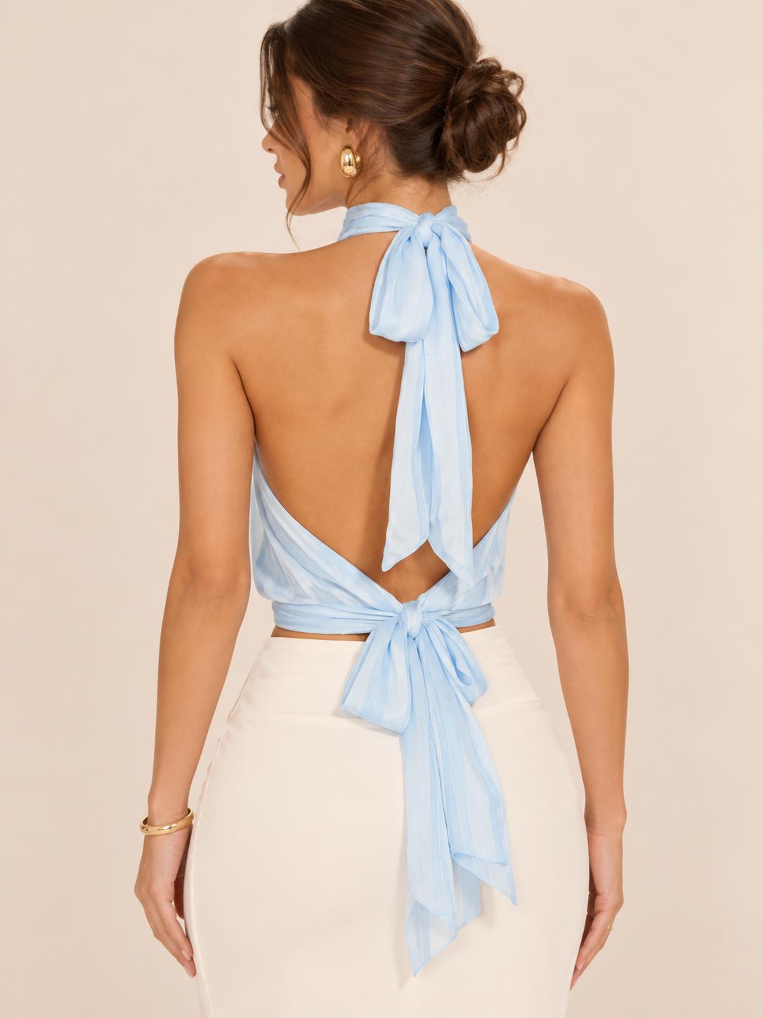 Top Halter de Tirantes con Diseño a Rayas .